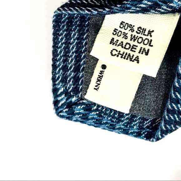 New! WRK 2 Neck Tie Bundle Silk Wool Blue Black White Houndstooth Plaid - Picture 6 of 7